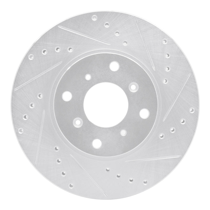 R1 Concepts R1 92-96 Honda Prelude Front Right Drilled & Slotted Silver Brake Rotor