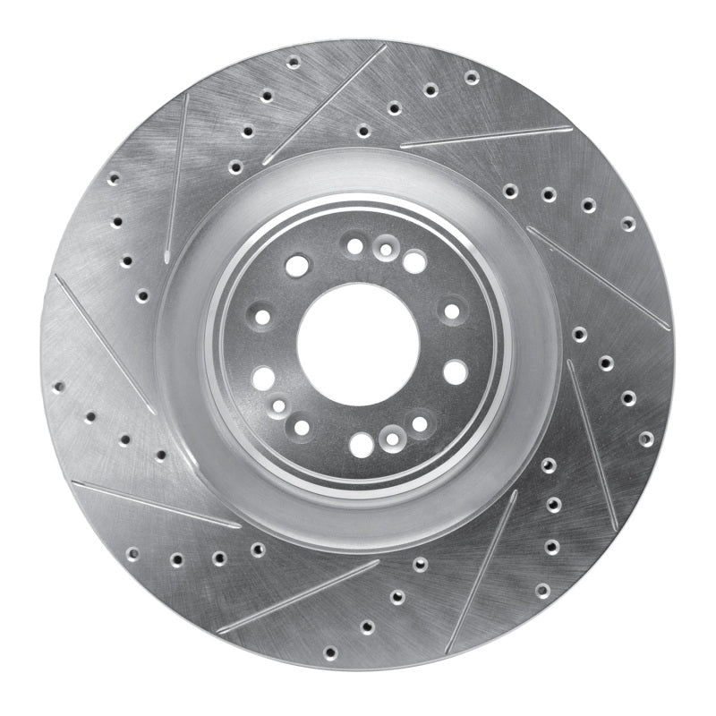 R1 Concepts R1 17-22 Genesis G90 Front Left Drilled & Slotted Silver Brake Rotor