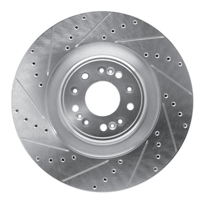 R1 Concepts R1 17-22 Genesis G90 Front Left Drilled & Slotted Silver Brake Rotor