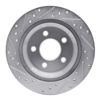 R1 Concepts R1 94-04 Ford Mustang Rear Right Drilled & Slotted Silver Brake Rotor