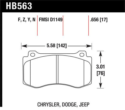 Hawk Performance Hawk 2005-2014 Chrysler 300 C SRT8 6.1 HPS 5.0 Front Brake Pads