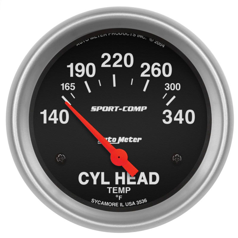 AutoMeter Gauge Cylinder Head Temp 2-5/8in. 140-340 Deg. F Electric Sport-Comp