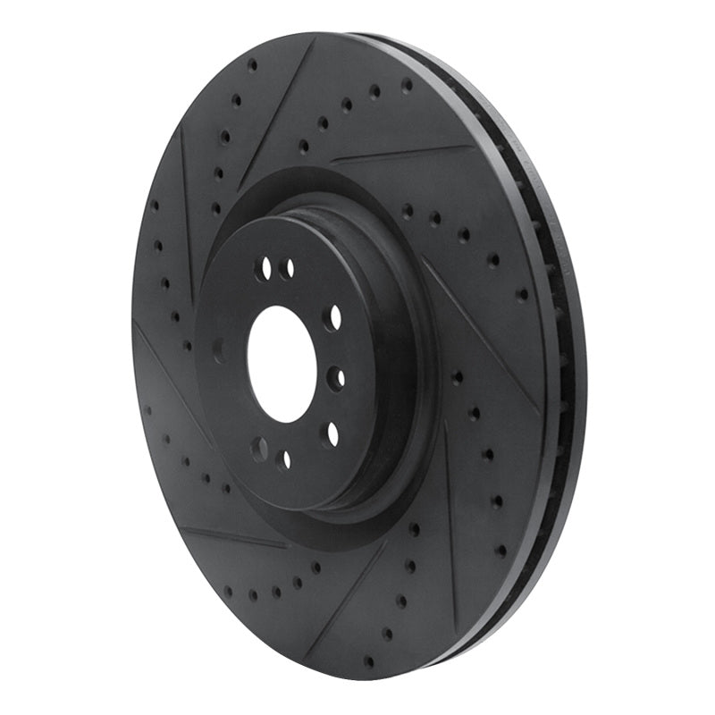 R1 Concepts R1 07-09 Mercedes-Benz GL320 Front Left Drilled & Slotted Black Brake Rotor