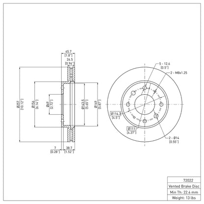 DFC 88-07 Dodge Colt Front GeoSPEC Coated Rotor