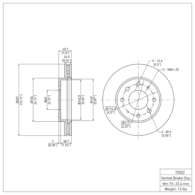 DFC 88-07 Dodge Colt Front Brake Rotor