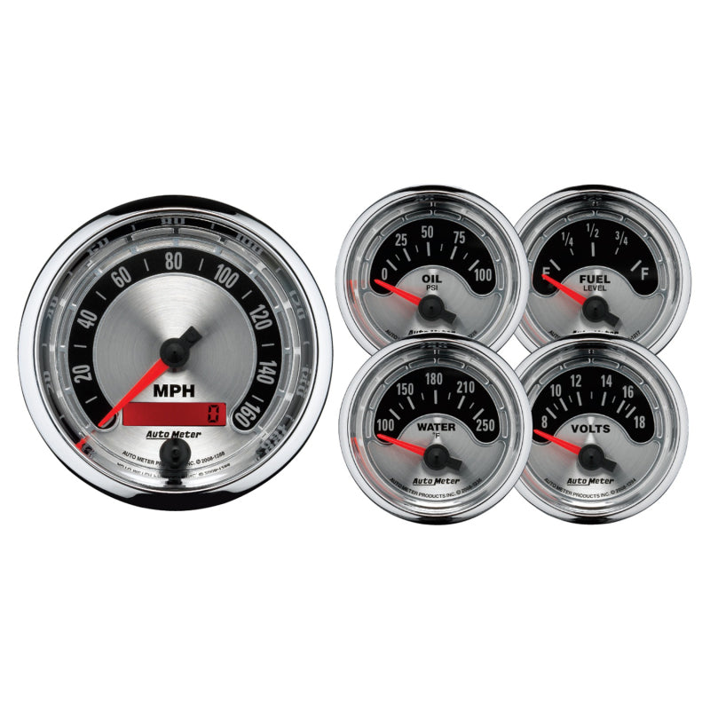Autometer American Muscle Kit Box - Elec Speedo/Elec Oil Pressure/Water Temp/Volt/Fuel Level