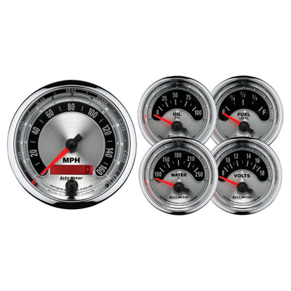 Autometer American Muscle Kit Box - Elec Speedo/Elec Oil Pressure/Water Temp/Volt/Fuel Level