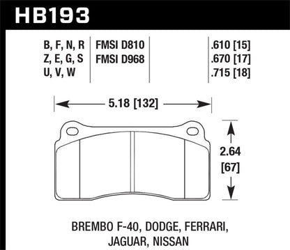 Hawk Performance Hawk 15-17 Dodge Viper / 88-92 Ferrari F40 ER-1 Brake Pads