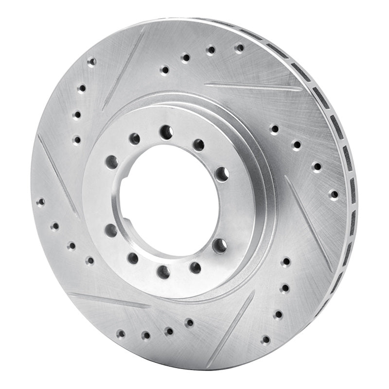 R1 Concepts R1 90-04 Mitsubishi Montero Front Left Drilled & Slotted Silver Brake Rotor