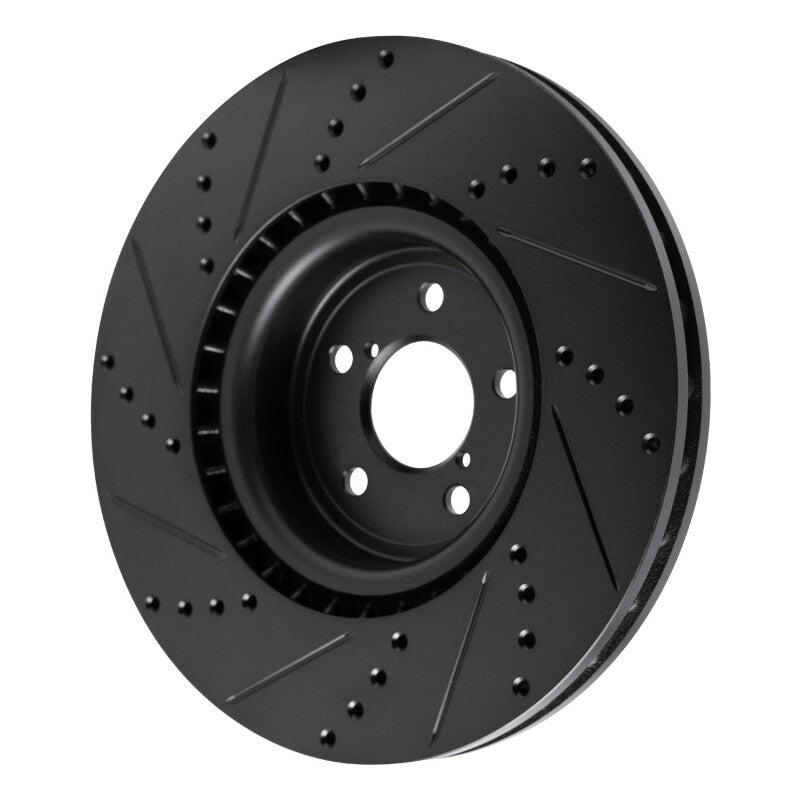 R1 Concepts R1 03-25 Subaru Impreza Front Right Drilled & Slotted Black Brake Rotor
