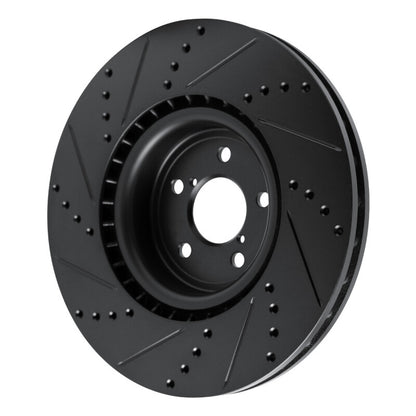 R1 Concepts R1 03-25 Subaru Impreza Front Right Drilled & Slotted Black Brake Rotor