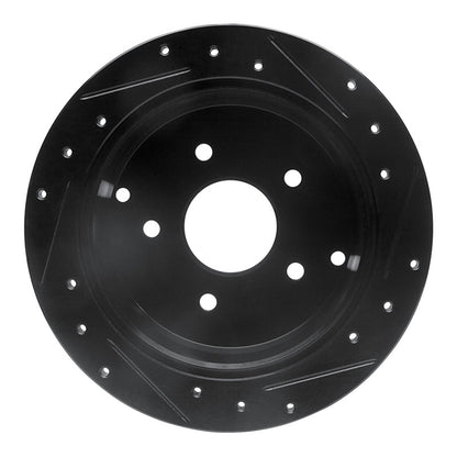 R1 Concepts R1 04-04 Pontiac GTO Rear Left Drilled & Slotted Black Brake Rotor