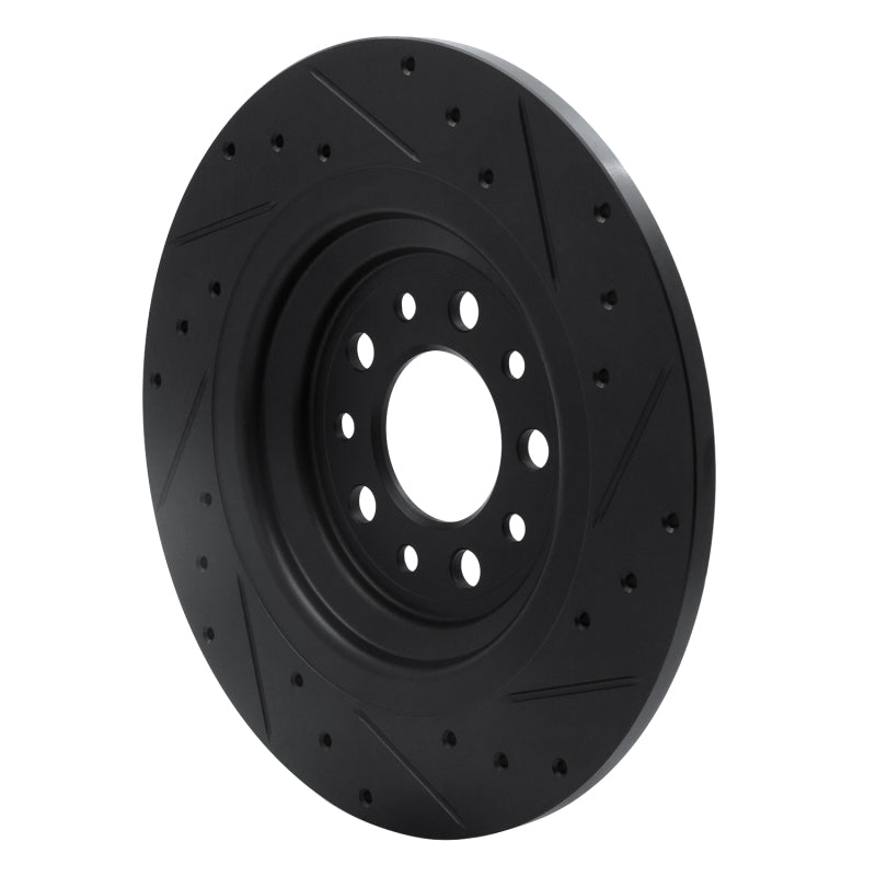 R1 Concepts R1 14-23 Jeep Cherokee Rear Left Drilled & Slotted Black Brake Rotor