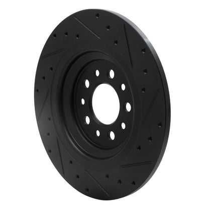 R1 Concepts R1 14-23 Jeep Cherokee Rear Left Drilled & Slotted Black Brake Rotor