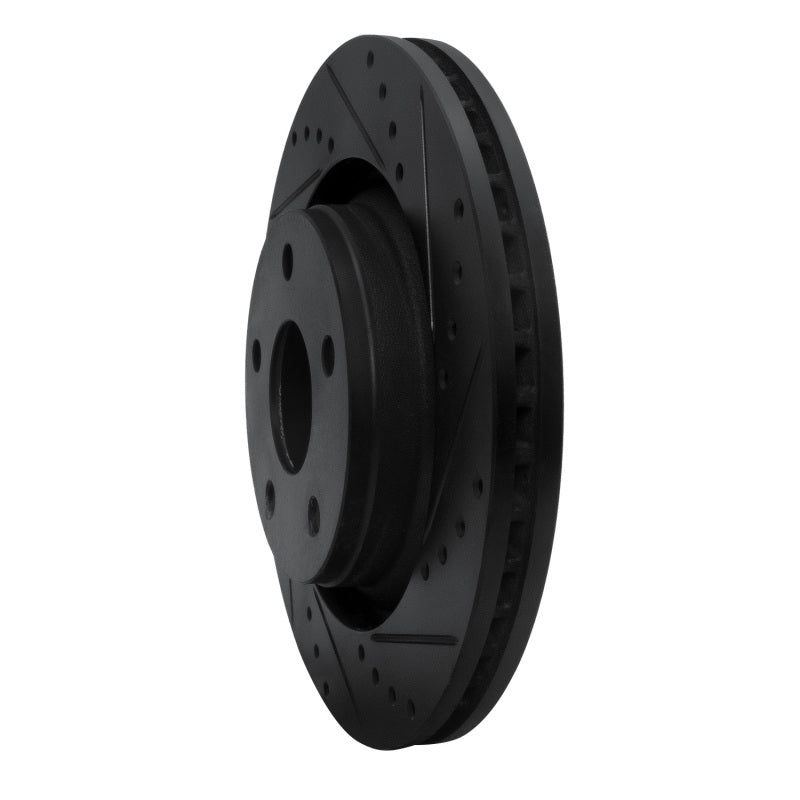 R1 Concepts R1 12-18 Jeep Wrangler Front Right Drilled & Slotted Black Brake Rotor