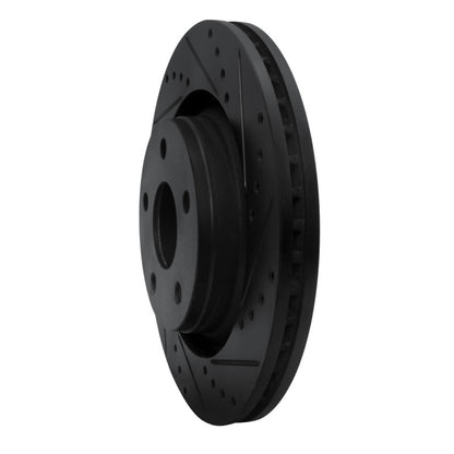 R1 Concepts R1 12-18 Jeep Wrangler Front Right Drilled & Slotted Black Brake Rotor