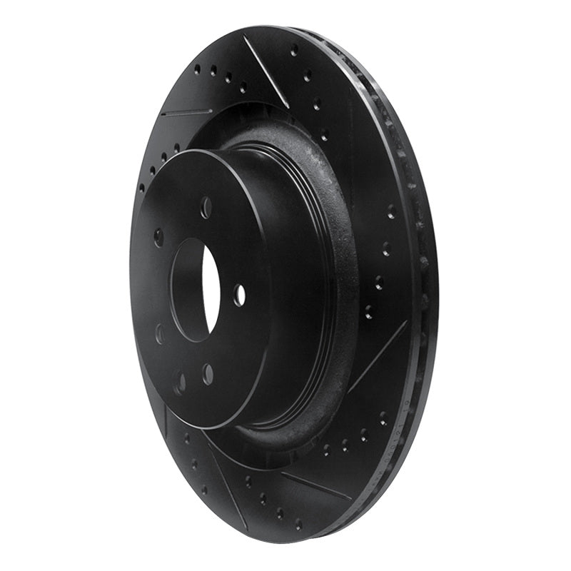 R1 Concepts R1 08-25 Infiniti Q60 Rear Right Drilled & Slotted Black Brake Rotor