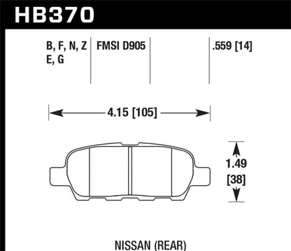 Hawk Performance Hawk 03-07 350z / G35 / G35X w/o Brembo DTC-60 Race Rear Brake Pads