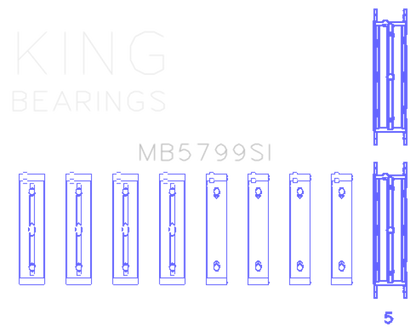 King Engine Bearings Subaru FA20/ Toyota 4U-GSE/ O/S Housing .005in (Size 0.75) Main Bearing Set