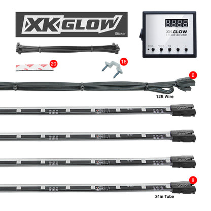 XKGLOW XK Glow 3 Million Color XKGLOW LED Accent Light Car/Truck Kit 8x24In Tubes