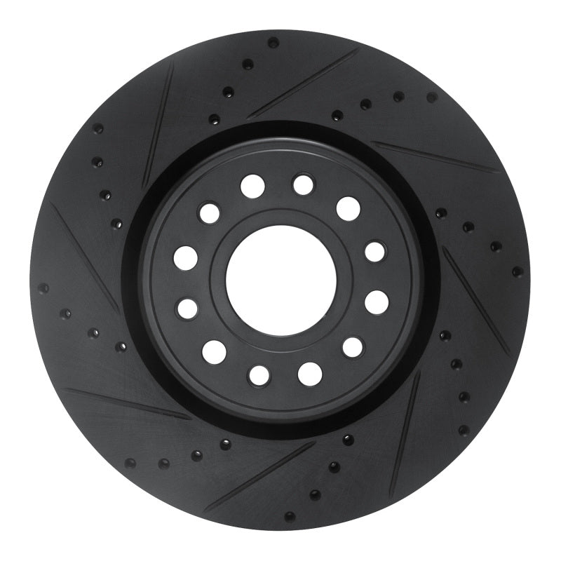 R1 Concepts R1 19-25 Ram 1500 Front Left Drilled & Slotted Black Brake Rotor