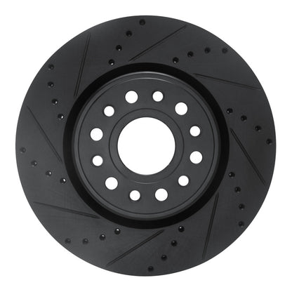 R1 Concepts R1 19-25 Ram 1500 Front Left Drilled & Slotted Black Brake Rotor