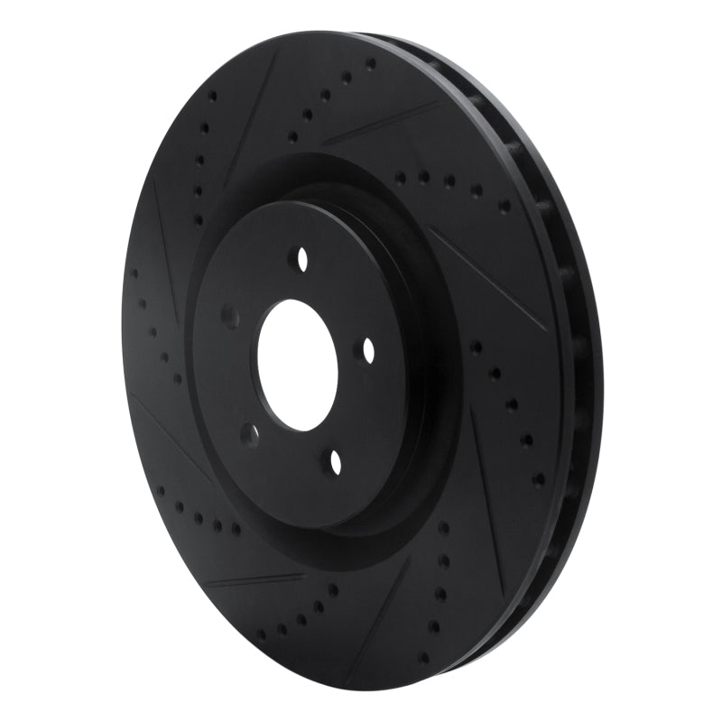 R1 Concepts R1 07-14 Ford Mustang Front Left Drilled & Slotted Black Brake Rotor