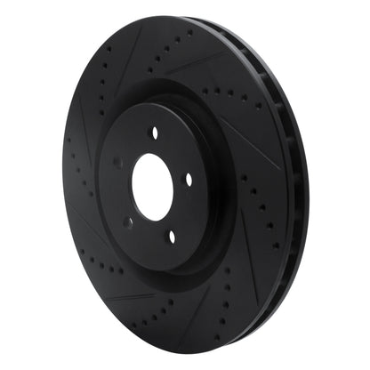 R1 Concepts R1 07-14 Ford Mustang Front Left Drilled & Slotted Black Brake Rotor