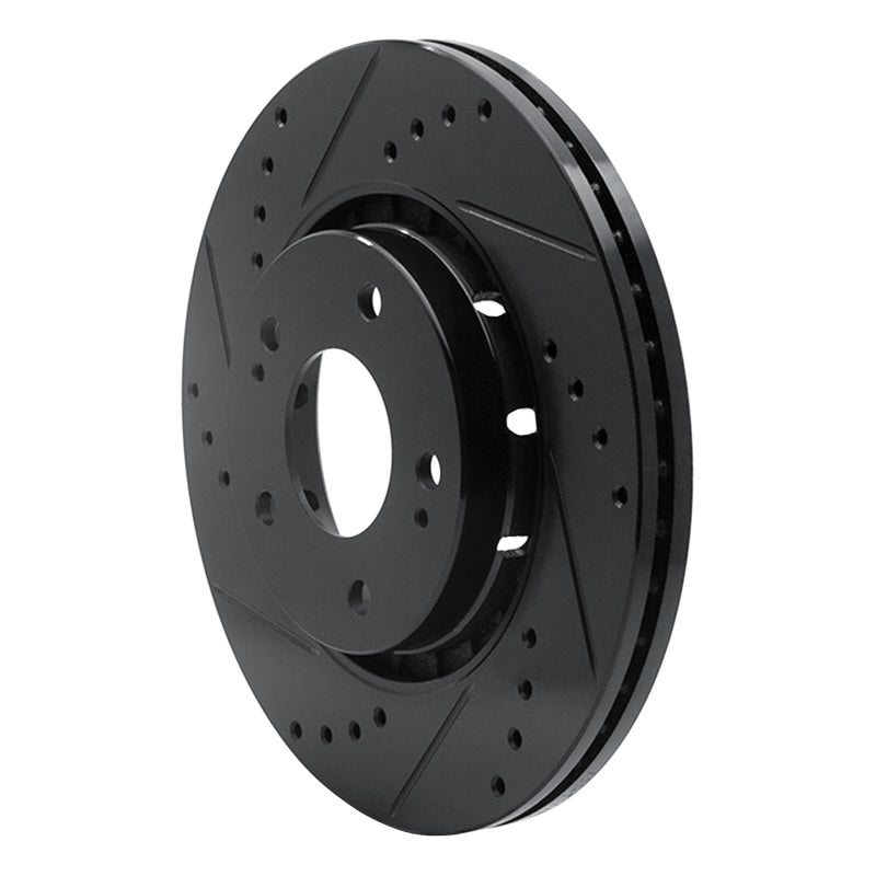 R1 Concepts R1 09-15 Mitsubishi Lancer Front Left Drilled & Slotted Black Brake Rotor