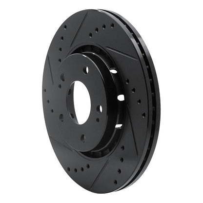 R1 Concepts R1 09-15 Mitsubishi Lancer Front Left Drilled & Slotted Black Brake Rotor