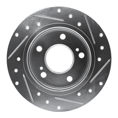 R1 Concepts R1 94-98 Nissan 240SX Rear Left Drilled & Slotted Silver Brake Rotor