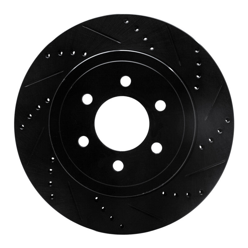 R1 Concepts R1 03-04 Dodge Dakota 4WD Front Right Drilled & Slotted Black Brake Rotor