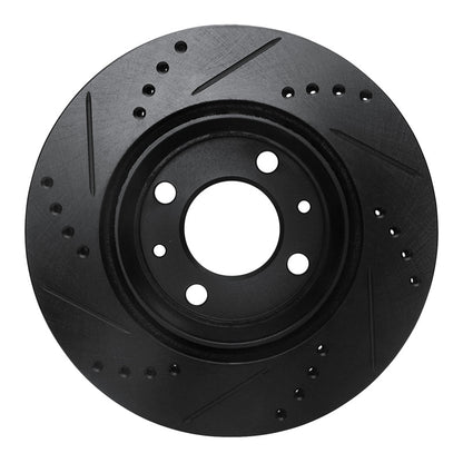 R1 Concepts R1 87-93 Saab 900 Front Right Drilled & Slotted Black Brake Rotor