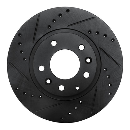 R1 Concepts R1 06-15 Mazda MX-5 Miata Front Left Drilled & Slotted Black Brake Rotor