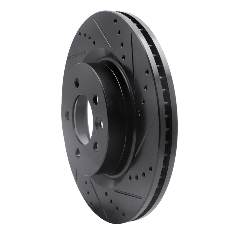 R1 Concepts R1 05-09 Land Rover LR3 Front Right Drilled & Slotted Black Brake Rotor