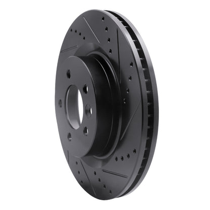 R1 Concepts R1 05-09 Land Rover LR3 Front Right Drilled & Slotted Black Brake Rotor