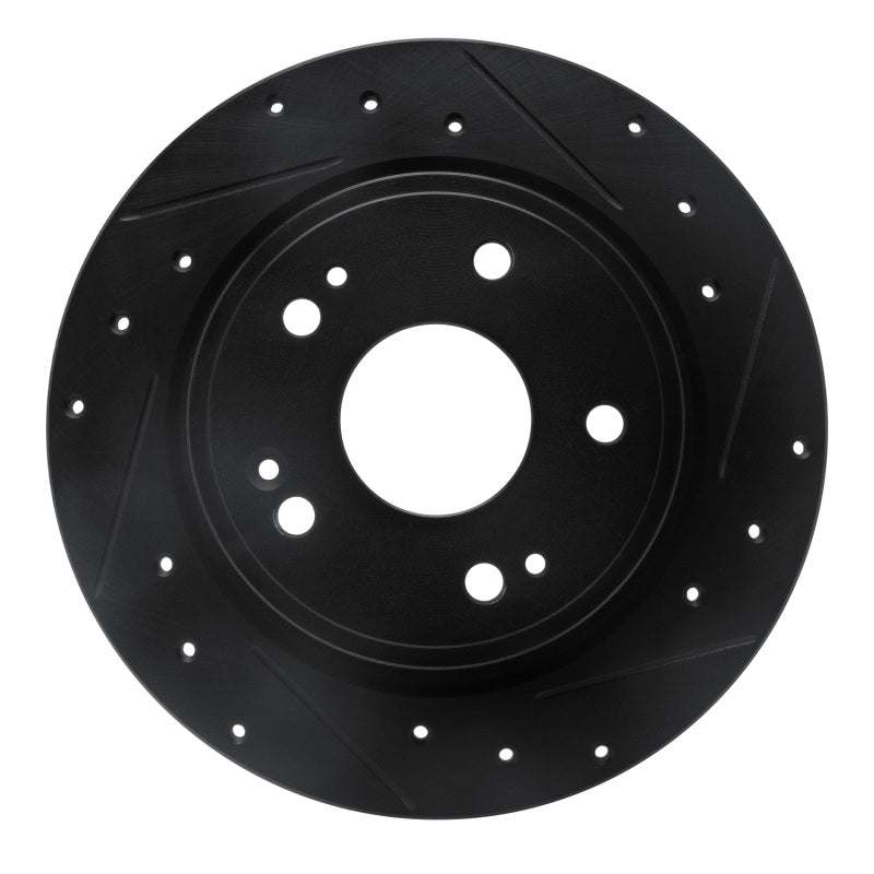 R1 Concepts R1 2016-2025 Honda HR-V Rear Right Drilled & Slotted Black Brake Rotor