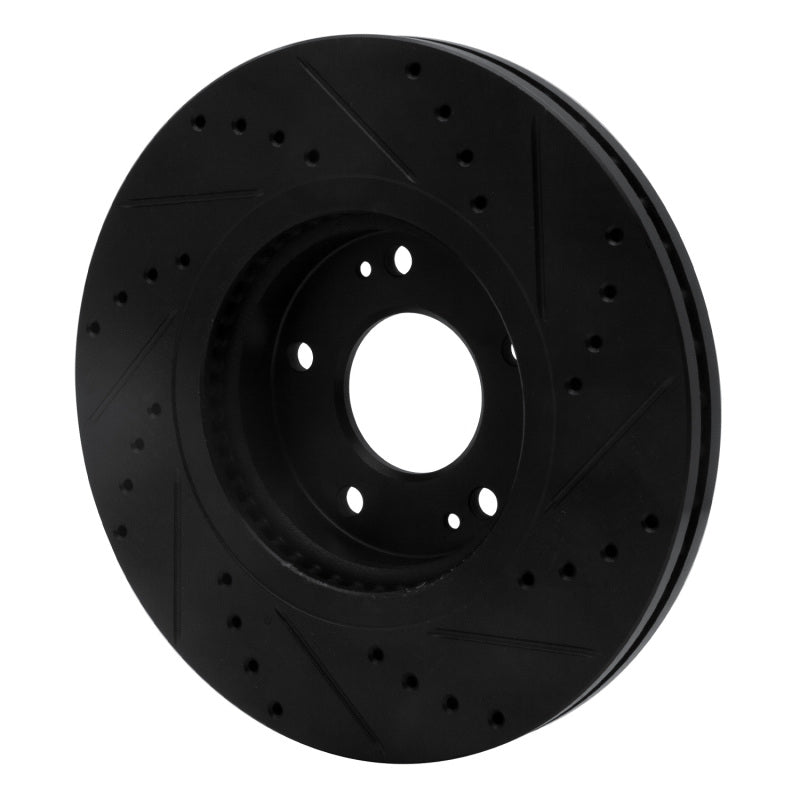 R1 Concepts R1 10-13 Hyundai Santa Fe Front Left Drilled & Slotted Black Brake Rotor