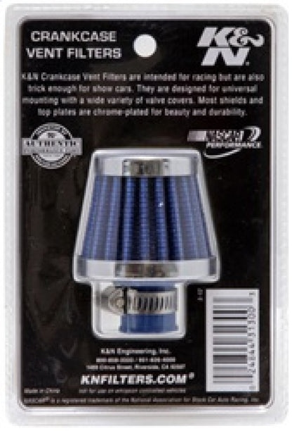 K&N Engineering K&N 2in Base OD x .375in Flange ID x 1.75in H Rubber Base Crankcase Vent Filter - Blue