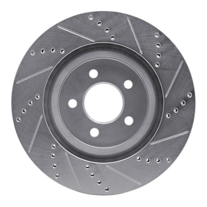 R1 Concepts R1 94-04 Ford Mustang Front Left Drilled & Slotted Silver Brake Rotor