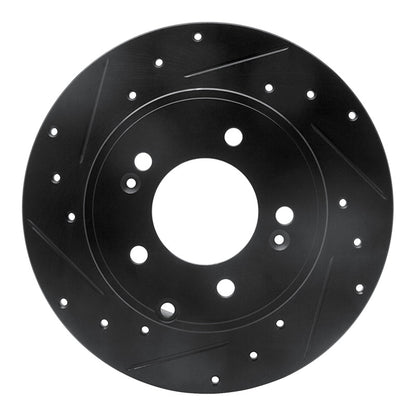 R1 Concepts R1 05-20 Hyundai Azera Rear Left Drilled & Slotted Black Brake Rotor