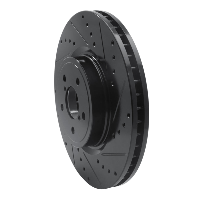 R1 Concepts R1 05-18 Subaru Forester Front Right Drilled & Slotted Black Brake Rotor