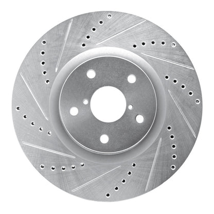 R1 Concepts R1 05-20 Subaru Impreza Front Left Drilled & Slotted Silver Brake Rotor
