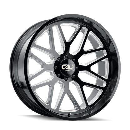 Cali Off-Road 9115 Invader 24x14 / 8x170 BP / -76mm Offset / 125.2mm Hub Gloss Black Milled Wheel