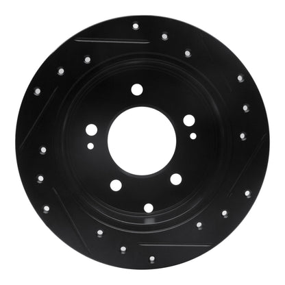 R1 Concepts R1 10-13 Kia Forte Rear Left Drilled & Slotted Black Brake Rotor