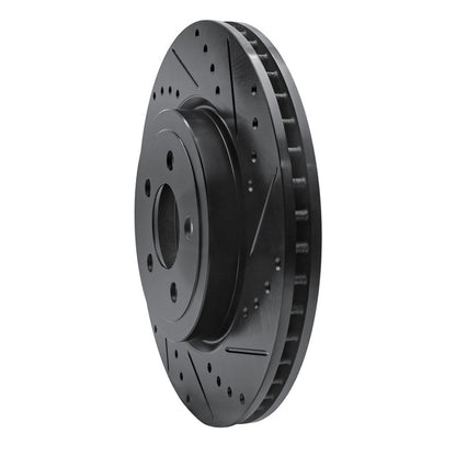 R1 Concepts R1 09-23 Dodge Challenger Front Right Drilled & Slotted Black Brake Rotor