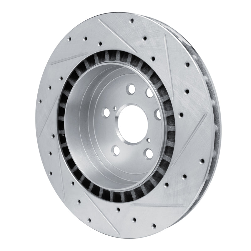 R1 Concepts R1 08-14 Lexus IS F Rear Left Drilled & Slotted Silver Brake Rotor