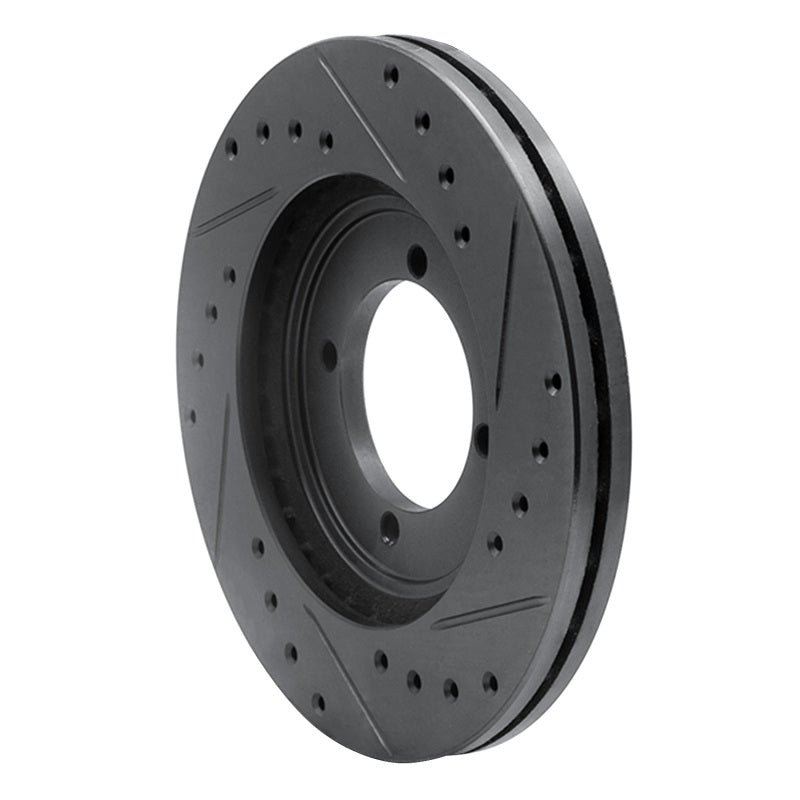 R1 Concepts R1 84-90 Dodge COLT Front Left Drilled & Slotted Black Brake Rotor