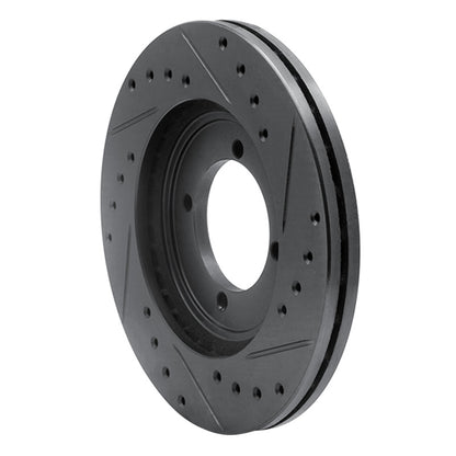 R1 Concepts R1 84-90 Dodge COLT Front Left Drilled & Slotted Black Brake Rotor