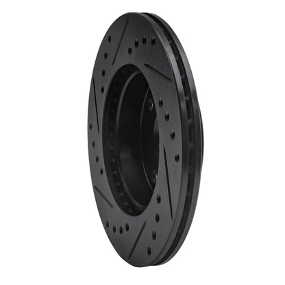 R1 Concepts R1 94-97 Ford Aspire Front Right Drilled & Slotted Black Brake Rotor